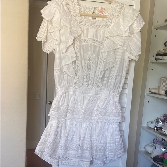 White Ruffled Lace Dress - Picture 1 of 4